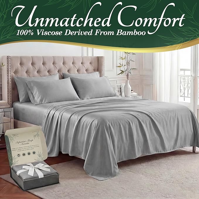 DECOLURE 100% Viscose Derived from Bamboo Sheets Twin Size - Image 2