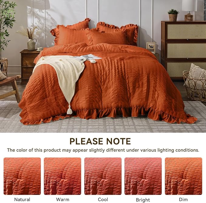 JOLLYVOGUE King Comforter Set, 3 Pieces Seersucker Comforters King Size - Image 9