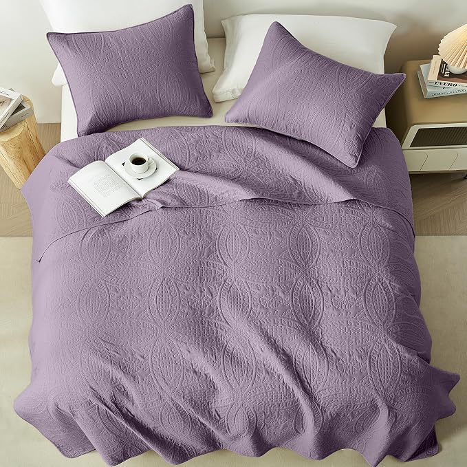 akkialla Grayish Purple Twin Quilt Set, Ultrasonic Lightweight Bedspread - Image 3