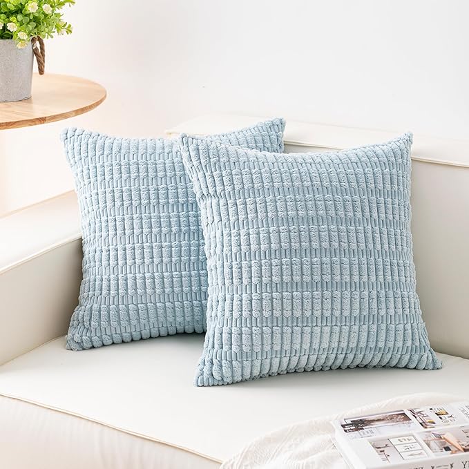Aegero Pack of 2 Corduroy Decorative Throw Pillow Covers 20x20 Inch Soft by Unknown