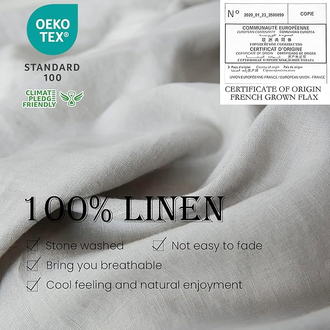 Simple&Opulence 100% Linen Duvet Cover Set 2pcs Basic Style Natural French - Image 2