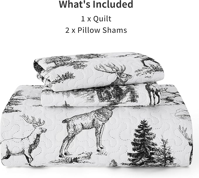 PPOLCA Rustic King Quilt Bedding Set, Christmas Lightweight Reversible Cabin - Image 6