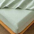 MooMee Fitted Bottom Sheet Only 100% Washed Cotton Linen Like Textured by MOOMEE