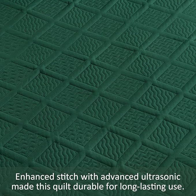 Yiran Twin Quilt Set, Emerald Green Lightweight Soft Bedspreads Bedding Set - Image 6