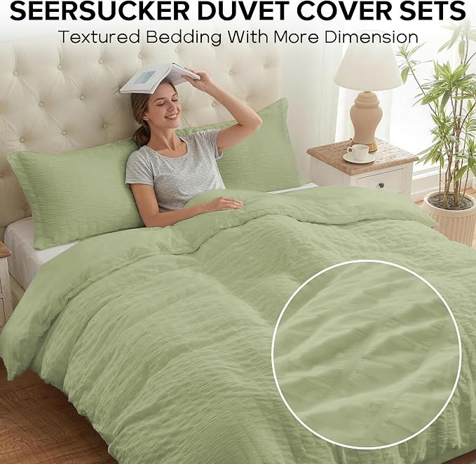 Cozyide Green Duvet Cover Full Size, 3 Pieces Bedding Duvet Covers, Soft - Image 2