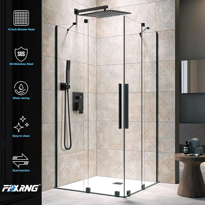 FPXRNG Black Shower Faucet Set, Rainfall Shower System - Image 3
