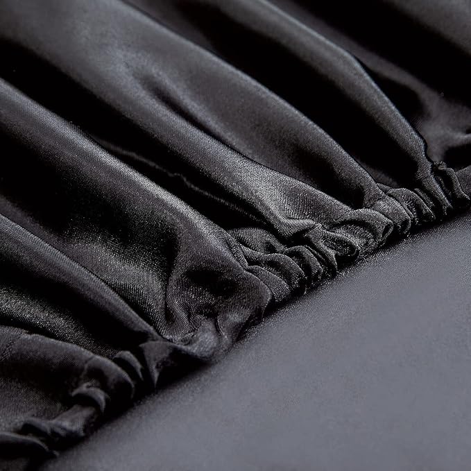 Homiest Black Satin Fitted Sheet Full Size Deep Pocket Luxury & Ultra Soft - Image 4
