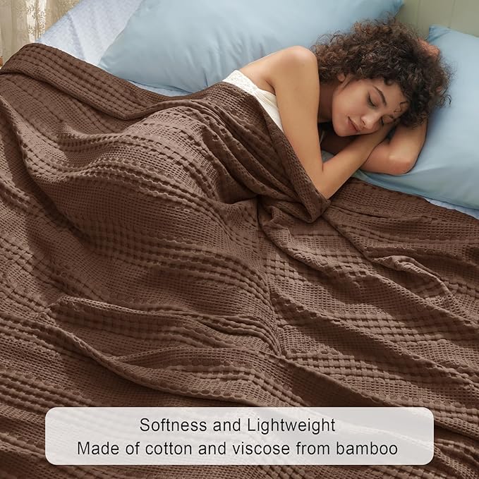 PHF Cooling Waffle Blanket King Size, Lightweight 60% Rayon from Bamboo & 40% - Image 2