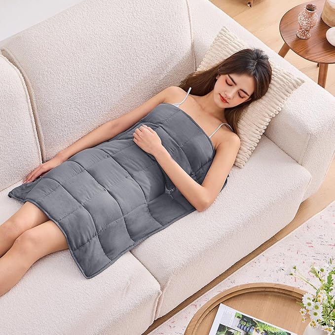 Weighted Lap Blanket for Adults 7lbs, Portable Travel Weighted Blankets by BETU