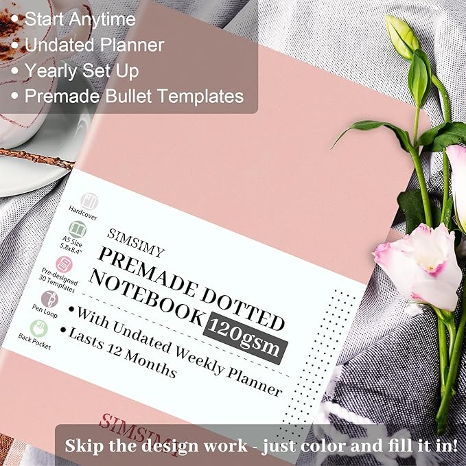 Premade Bullet Dotted Journal Notebook, Pre-made Dot Grid Journaling - Image 2