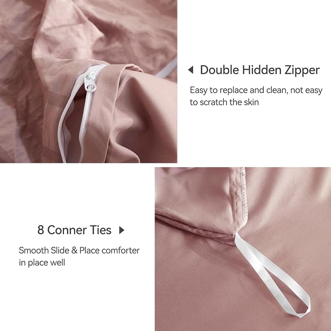 JELLYMONI Smokey Pink Duvet Cover Full Size, Soft Breathable Seersucker Duvet - Image 5