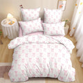 Nayoroom Pink Bow Duvet Cover Queen Size Heart Duvet Cover Coquette Bedding Set by Nayoroom