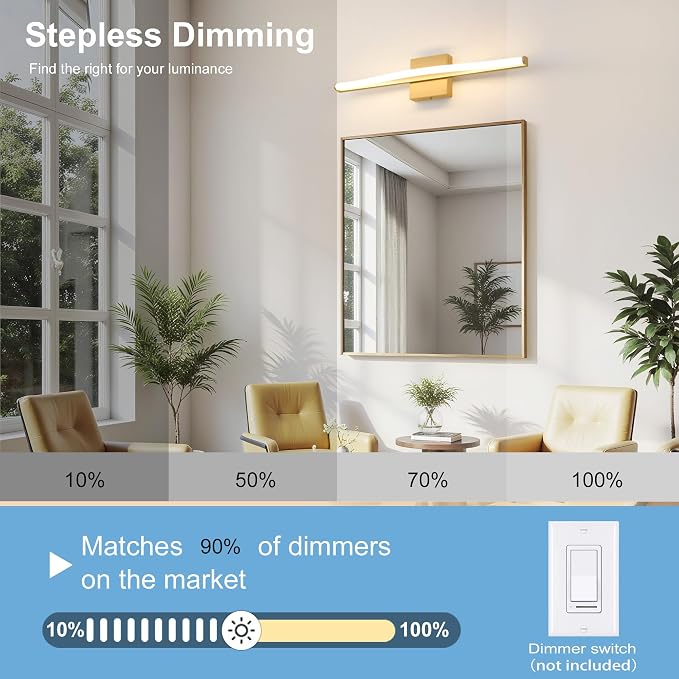 Modern Bathroom Vanity Light 24 inch, Dimmable 5CCT Led Bathroom Light Fixture - Image 3