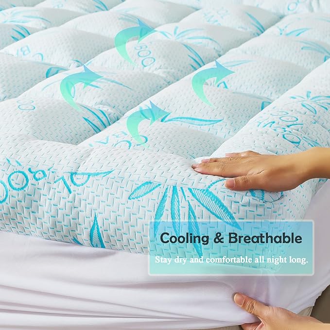 WhatsBedding 5 Inch Full Mattress Topper Breathable Bamboo Viscose Air Layer - Image 5