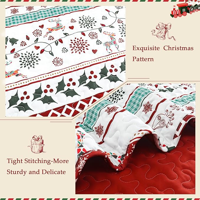 Exclusivo Mezcla Reversible Christmas Quilts Twin Size - Image 4