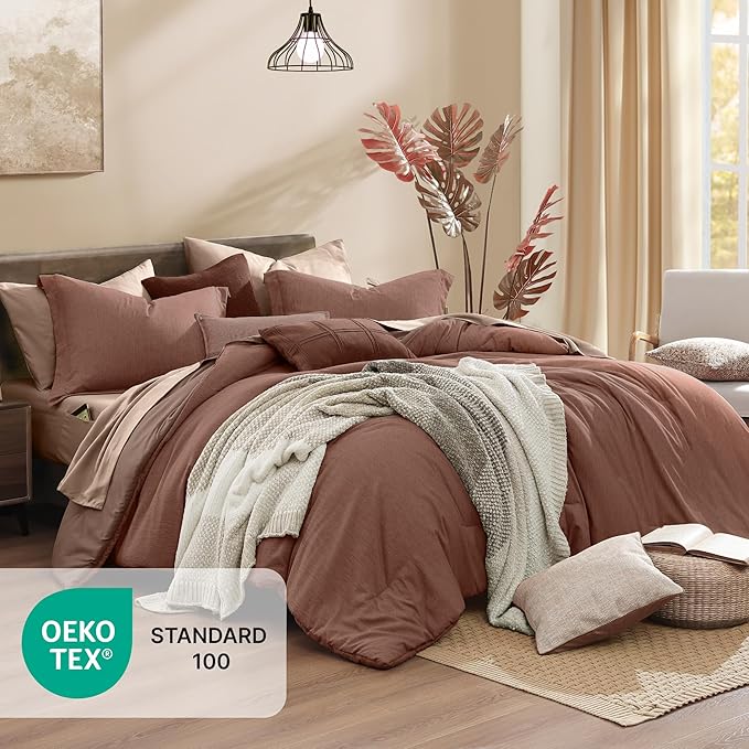 Monbix King Size Comforter Set, Terracotta King Size Bed Set Reversible - Image 5