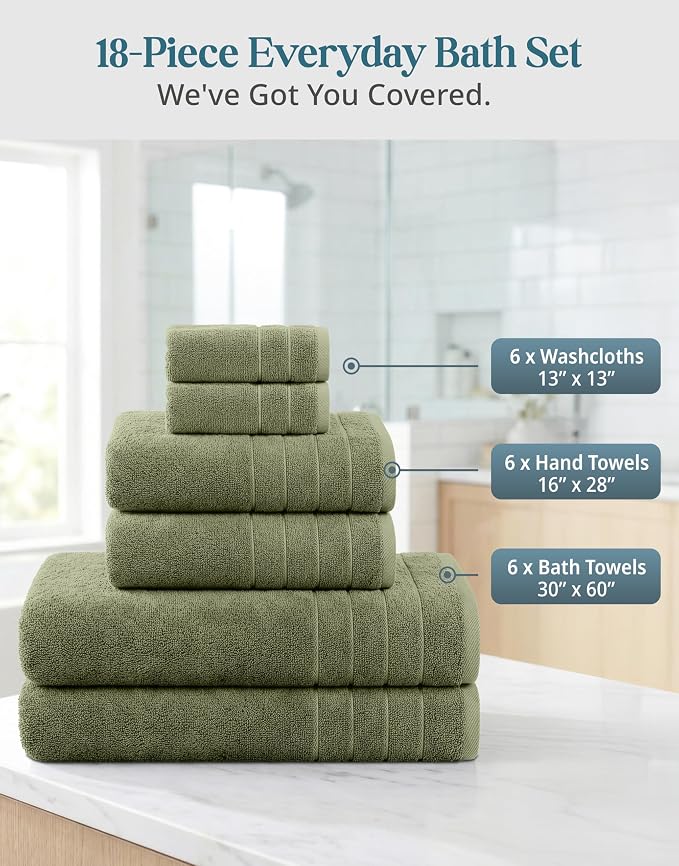 Casa Platino 100% Luxury Cotton Bath Towel Pack of 18 - Image 3