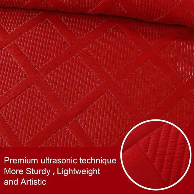Exclusivo Mezcla Oversized King Quilt Set- Red Cal King Quilts Bedding Set - Image 4