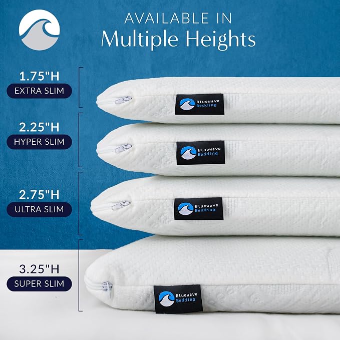 Bluewave Bedding Ultra Slim Gel Memory Foam Pillow - Image 5