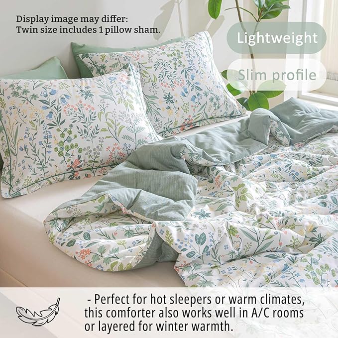 LEMIROE Floral Cotton Comforter Twin Size - Image 3