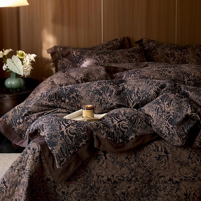 mixinni Duvet Cover Set King, Vintage Opulence Yarn-Dyed Jacquard Double-Layer by mixinni