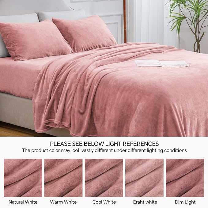 BEDELITE Flannel Sheets Queen Size Dusty Pink - Image 9