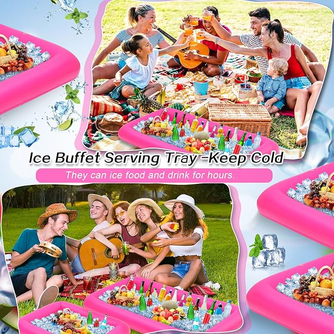 Leitee 4 Pcs Inflatable Ice Serving Bars Buffet Serving Tray Drink Cooler - Image 5