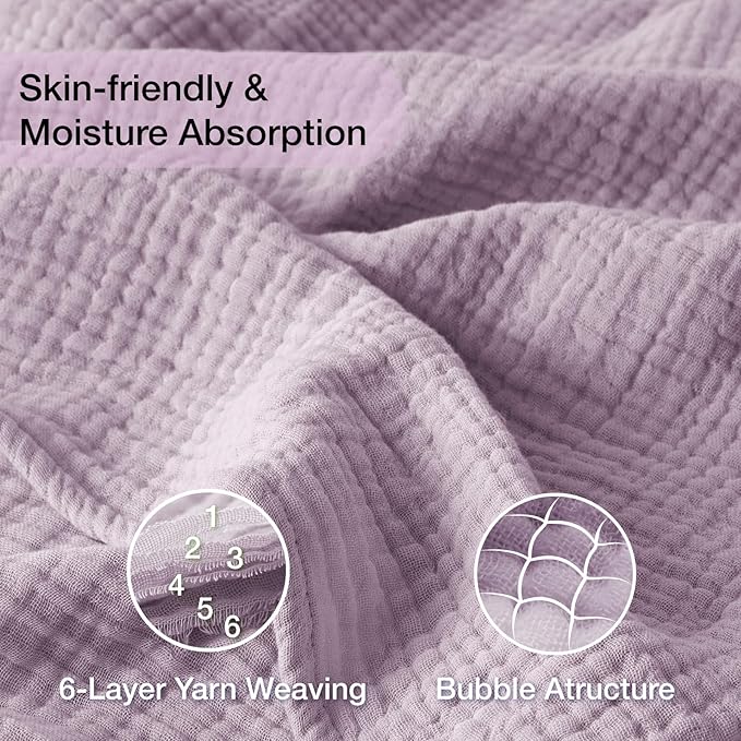 100% Cotton Muslin Blanket King 108" x 90", 6 Layers Breathable and Lightweight - Image 6