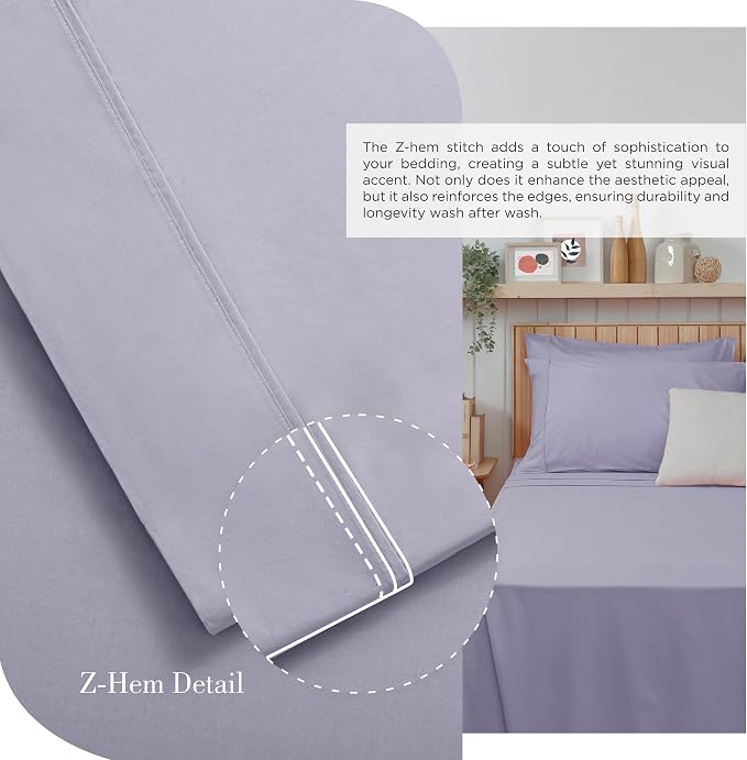 Linen Home Queen Percale Sheets 100% Cotton, 4-Piece Set, Deep Pocket Fits 16" - Image 3