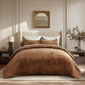 EVERGRACE Velvet Quilt Set Queen Size, Luxurious Soft Striped Channel Bedding by EverGrace