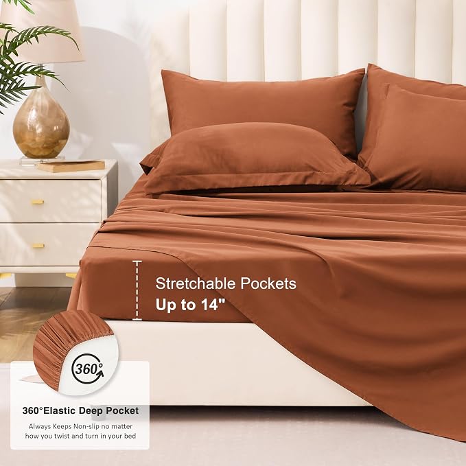 Love's cabin Queen Comforter Set Burnt Orange, 7 Pieces Queen Bed in a Bag - Image 6