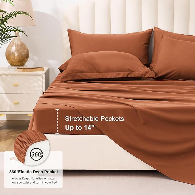 Love's cabin Twin Comforter Set Burnt Orange, 5 Pieces Twin Bed in a Bag - Image 6