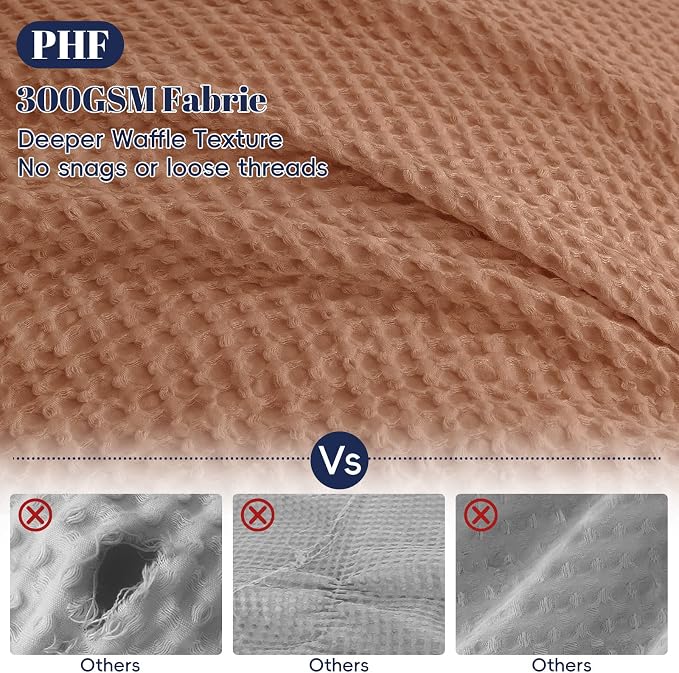 PHF Waffle Duvet Cover Set California King, No Snagging Ultra Soft Luxury - Image 3