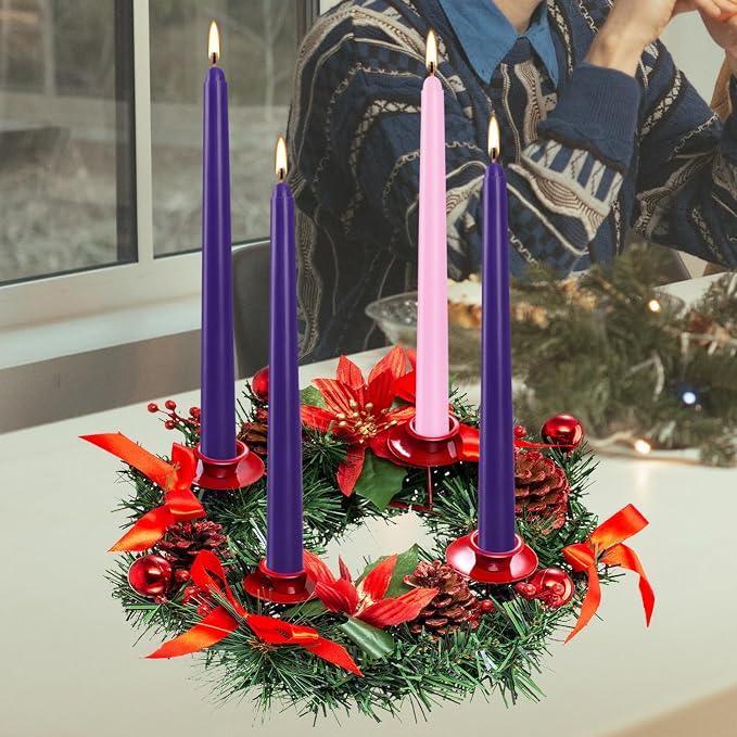 16 Pack Advent Taper Candles Premium Hand Dipped 10in Unscented Christmas Taper - Image 4