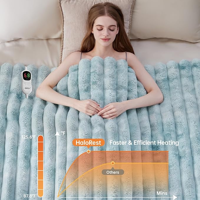 Heated Throw Blanket, Faux Fur Cozy Heating Blanket - Image 4