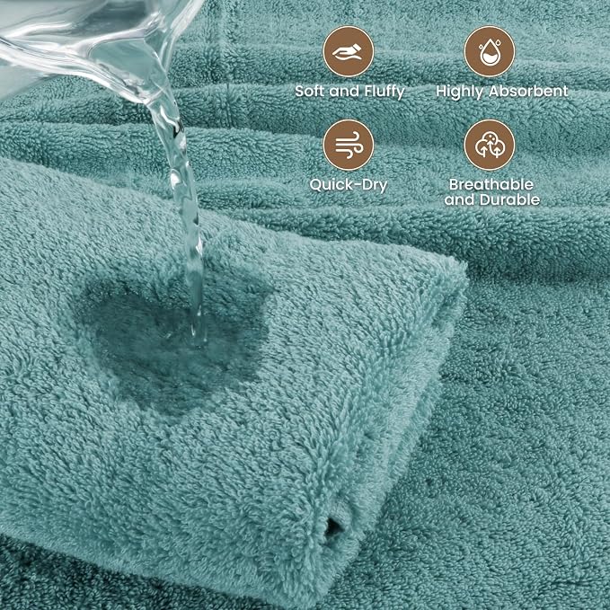 SEMAXE Blue Bath Towel, 100% Cotton Bath Towel - Image 4