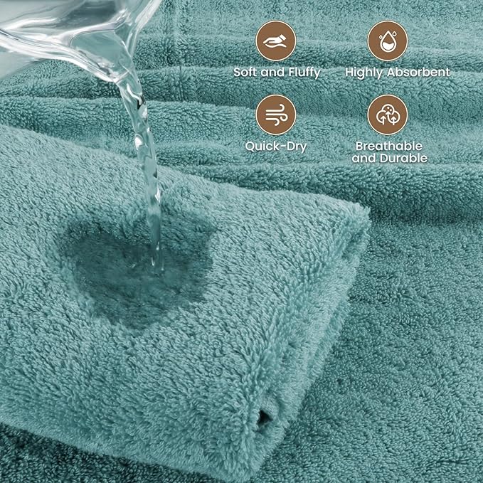 SEMAXE 4 Piece Blue Bath Towel Set - Image 5