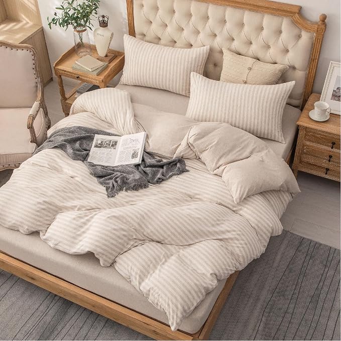 PURE ERA Jersey Knit 2pc Duvet Cover Set 100% T-Shirt Heather Cotton Super Soft - Image 2