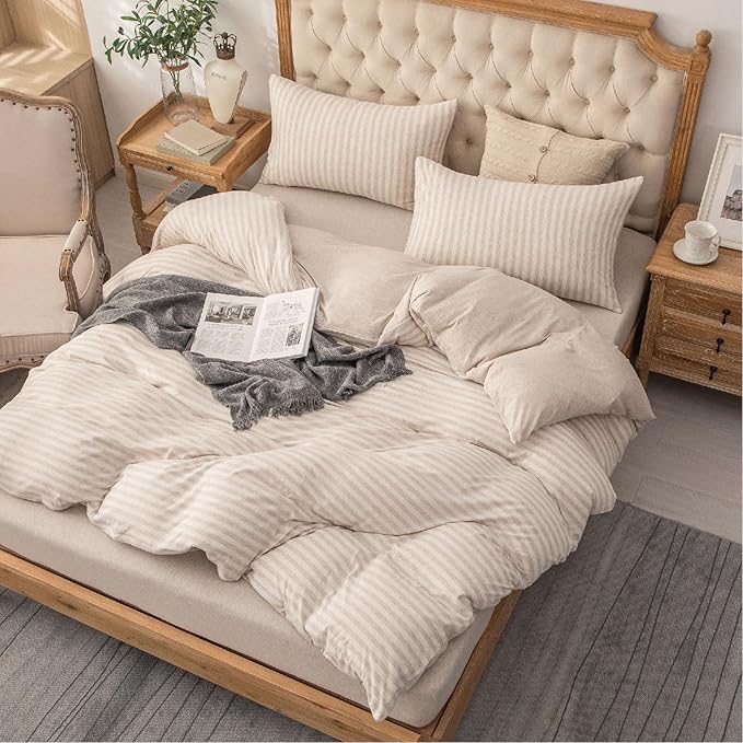 PURE ERA Jersey Knit Duvet Cover Set 100% T-Shirt Heather Cotton Super Soft - Image 2