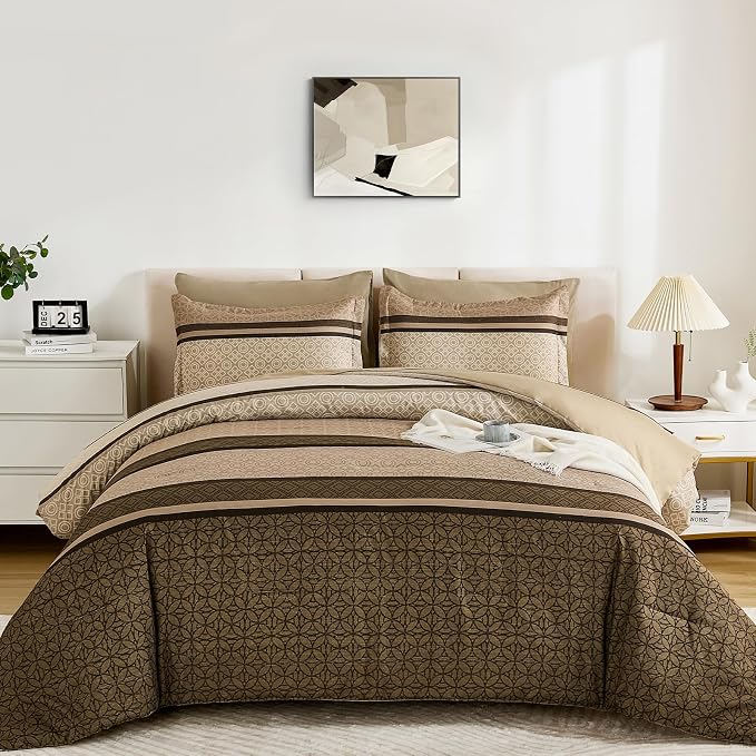 WONGS BEDDING 7 Pieces Comforter Set California King Size, Bohemian Soft - Image 3