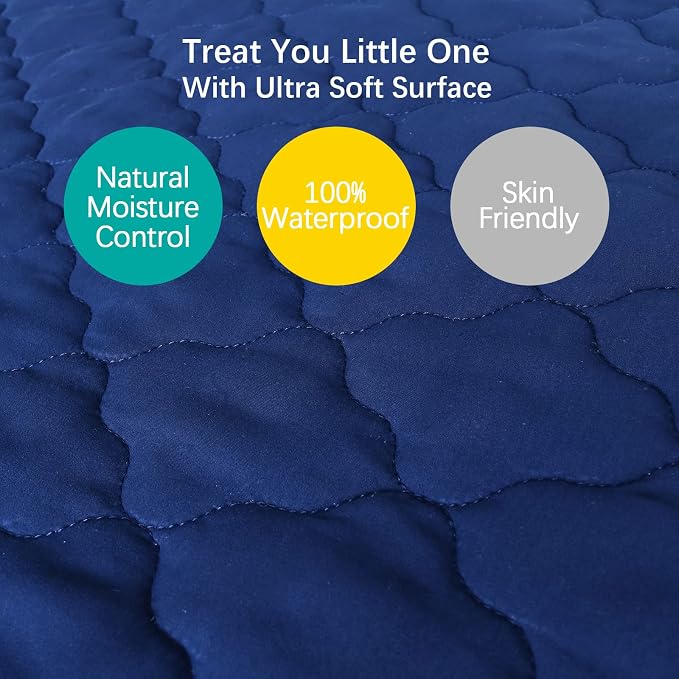 2 Pack Crib Mattress Protector Sheets Fitted Waterproof Crib Mattress Pad Cover - Image 4