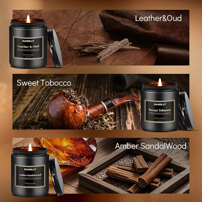 Mens Scented Candle Gift Set, 6 Pack Candles - Image 4