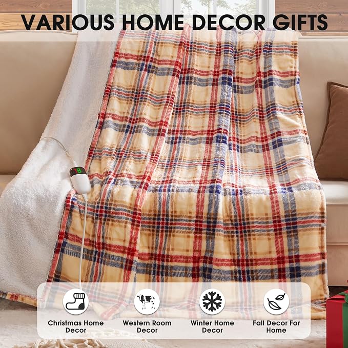 Brown Heated Blanket Electric Throw, 50X60 Heating Throw - Image 7