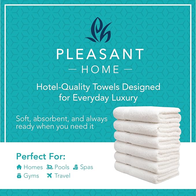 Pleasant Home Bath Towels Set of 6 100% Cotton, 515 GSM | Lightweight, Soft & - Image 2
