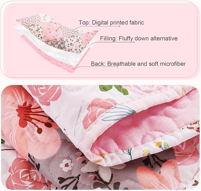 Whale Flotilla Patchwork Quilt Twin Size, Extra Soft Boho Floral Bedspreads - Image 7