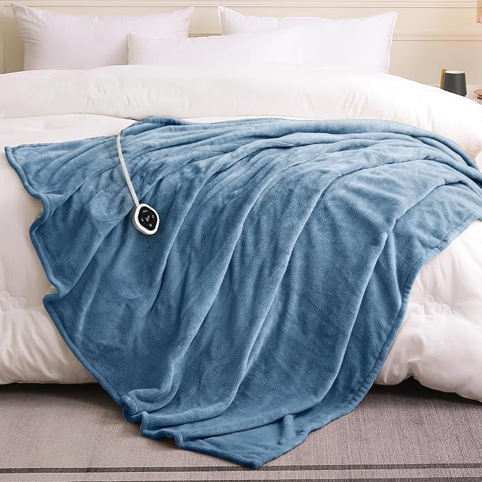 HOMLYNS LuxeHeat Heated Blanket Electric Blanket Full Size, Soft Flannel Sherpa - Image 7