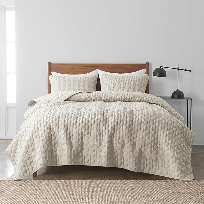 WDCOZY Light Beige Quilts Queen Size Bedding Set - Image 2
