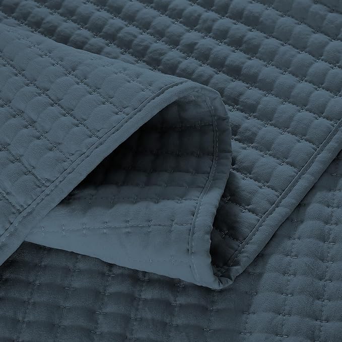 WRENSONGE King Size Quilt-3 Pieces Lightweight Navy Blue Bedspreads King Quilt - Image 5