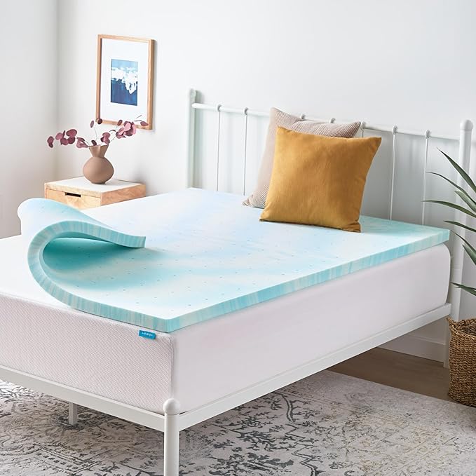 Linenspa 2 Inch Swirl Gel Memory Foam Mattress Topper, Twin Size – Cooling Gel by Linenspa