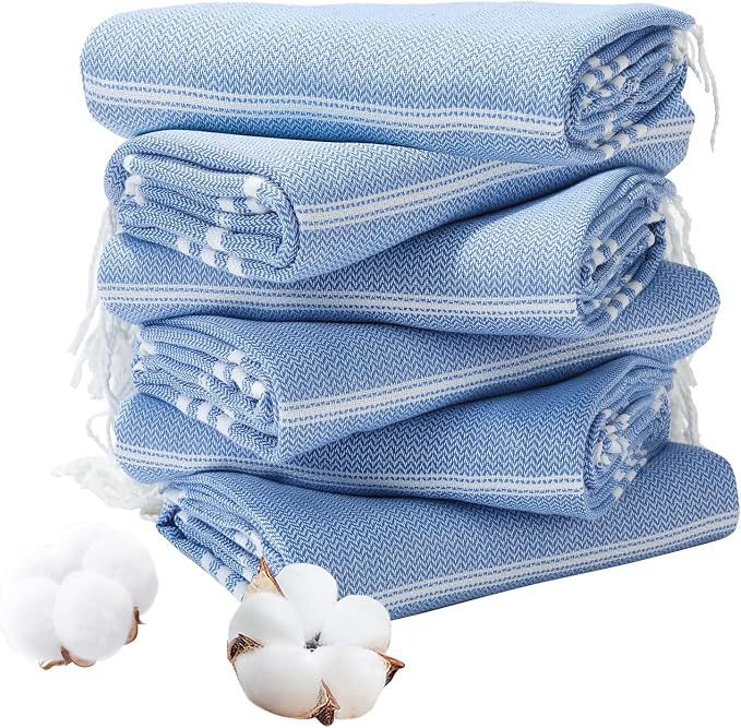Genovega 6 Packs Oversized Turkish Beach Bath Towel Set Bulk 74"x38" Extra by genovega